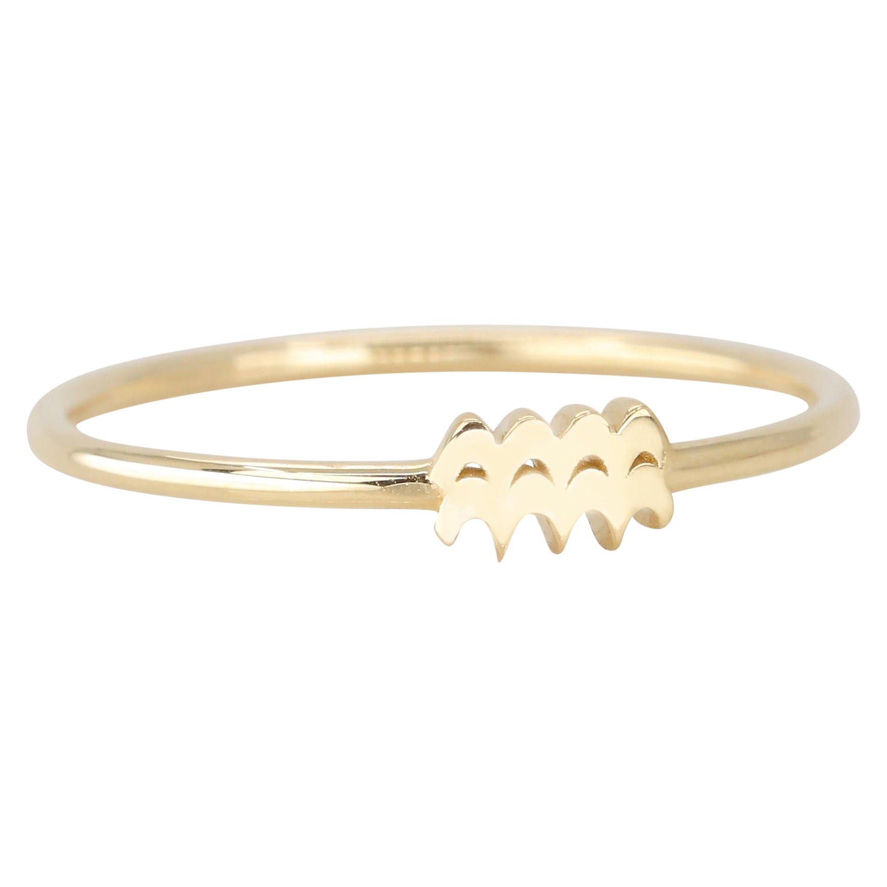 For Sale:  14K Gold Aquarius Ring, Aquarius Sign Gold Ring