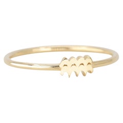 14K Gold Aquarius Ring, Aquarius Sign Gold Ring