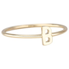 14K Gold Initial B Letter Ring, Personalized Initial Letter Ring