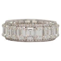 Platinum Eternity Ring with Emerald Cut & Round Brilliant Cut Diamonds, 8.13ct
