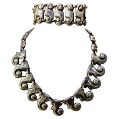 MATL Matilde Poulat Mexican Necklace Bracelet Suite Sterling Silver Rare