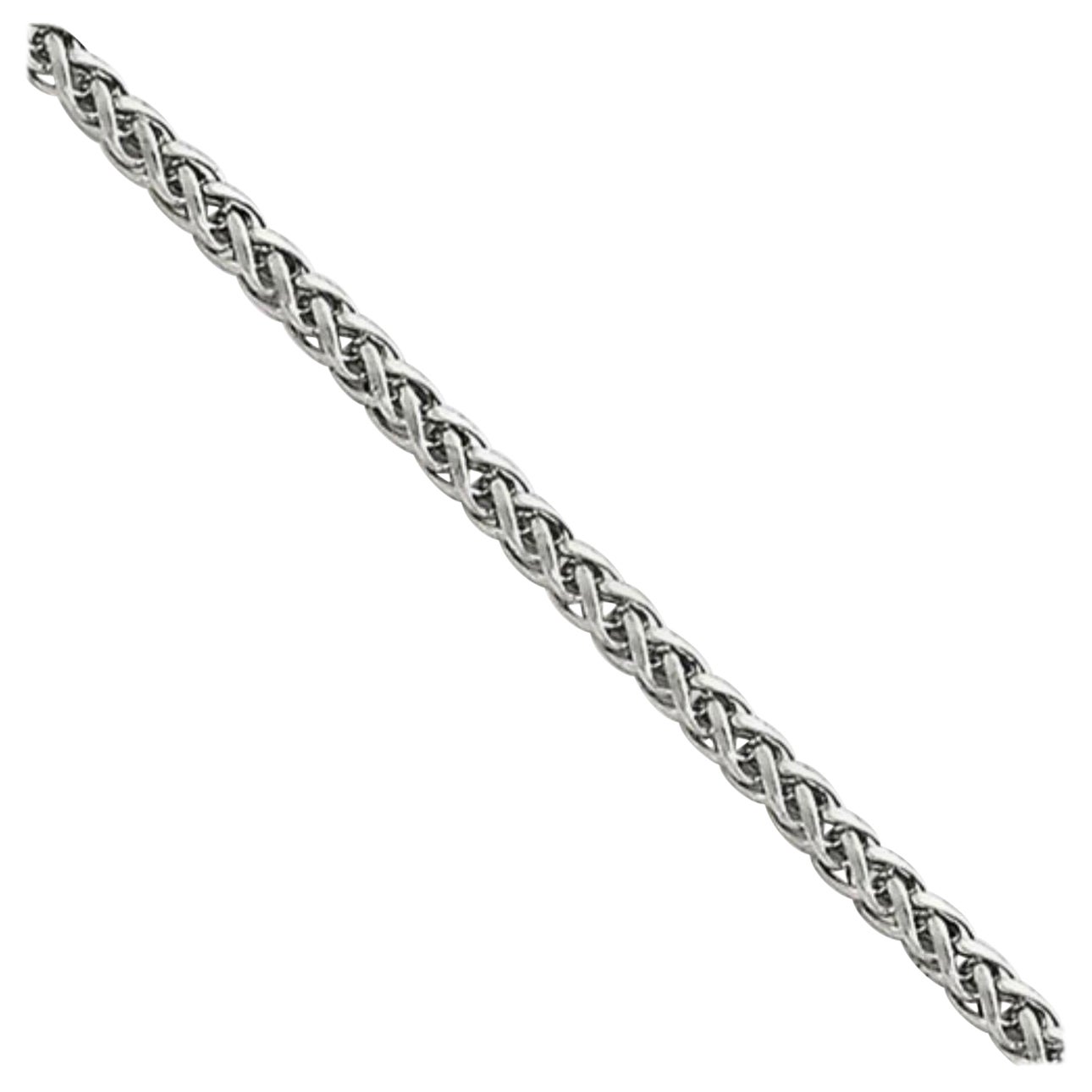 Vintage Unisex 14kt White Gold 18 in Hollow Wheat Chain, Italian, 11 Gm For Sale