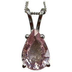 2.50ct Fine Pink Sapphire Pear Teardrop Cut 18k White Gold Pendant Necklace