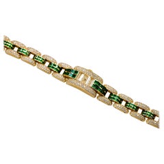 Chopard 18K Yellow Gold La Strada Diamond and Green Emerald Ladies Wrist Watch
