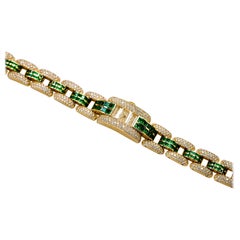 Chopard Montre-bracelet La Strada pour femme en or jaune 18 carats, diamants et émeraudes vertes