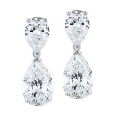 5.93ctw Pear Shaped Diamond Drop Earrings, 14k White Gold I-J I1-SI2