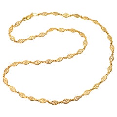 Fancy Italian Filigree 14 Karat Yellow Gold Chain Necklace