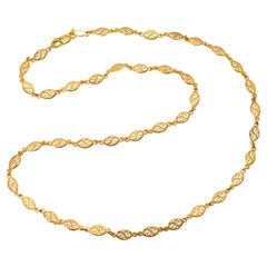 Collier à chaîne en or jaune 14 carats avec filigrane italien fantaisie