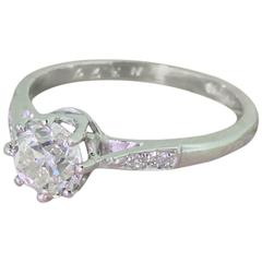 Art Deco 1.00 Carat Old Cut Diamond Platinum Engagement Ring