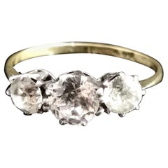 Antique Three Stone Paste Ring, 18 Karat Yellow Gold and Silver