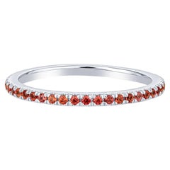 0.36ctw Orange Sapphire Petite 14k White Gold Band 