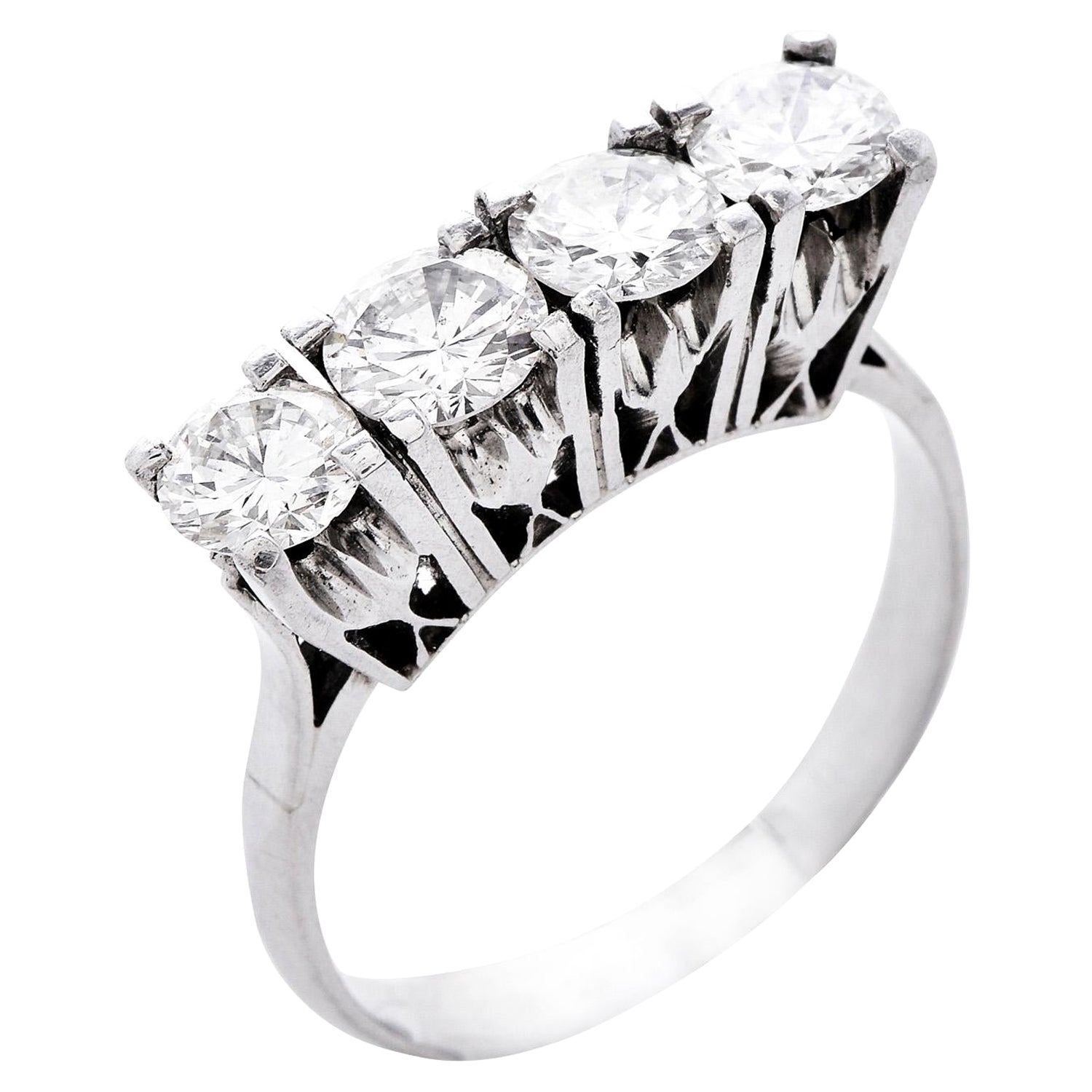 Retro Large Diamond Platinum Wedding Anniversary Band Ring