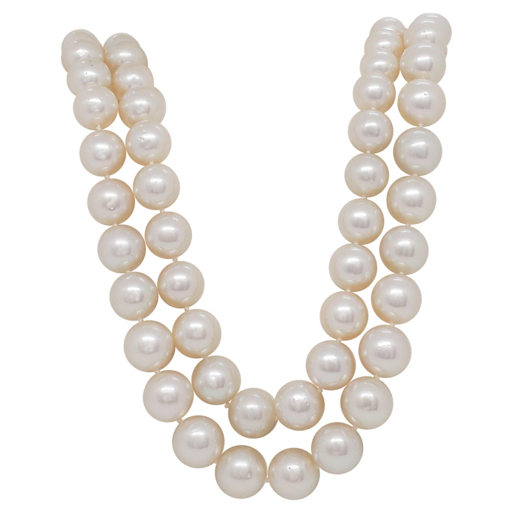 BUCCELLATI TwoStrand Pearl Necklace with Gold and Diamond Clasp at 1stDibs