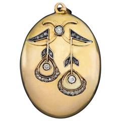 Antique Art Nouveau Diamond Gold Locket Pendant 9
