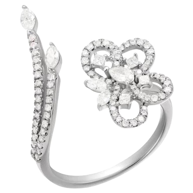 Stylish Diamond Flower Elegant Ring for Her 18 K Gold