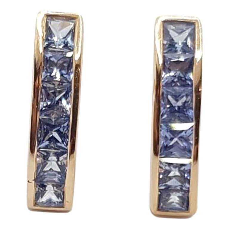 Blue Star Sapphire Earrings set in 18 Karat Gold Settings For Sale at ...