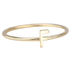 14K Gold Initial F Letter Ring, Personalized Initial Letter Ring