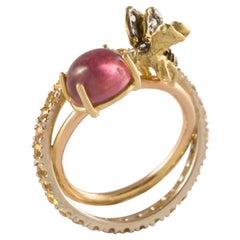 Bee 18K Gold 1 Karat Turmalin 3 Karat Gelbe Saphire Diamanten Design Ring