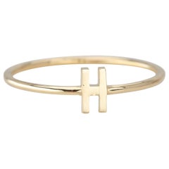 14K Gold Initial H Letter Ring, Personalized Initial Letter Ring