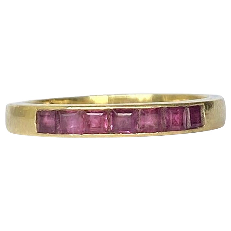 Vintage Ruby and 18 Carat Gold 1/3 Eternity Band For Sale