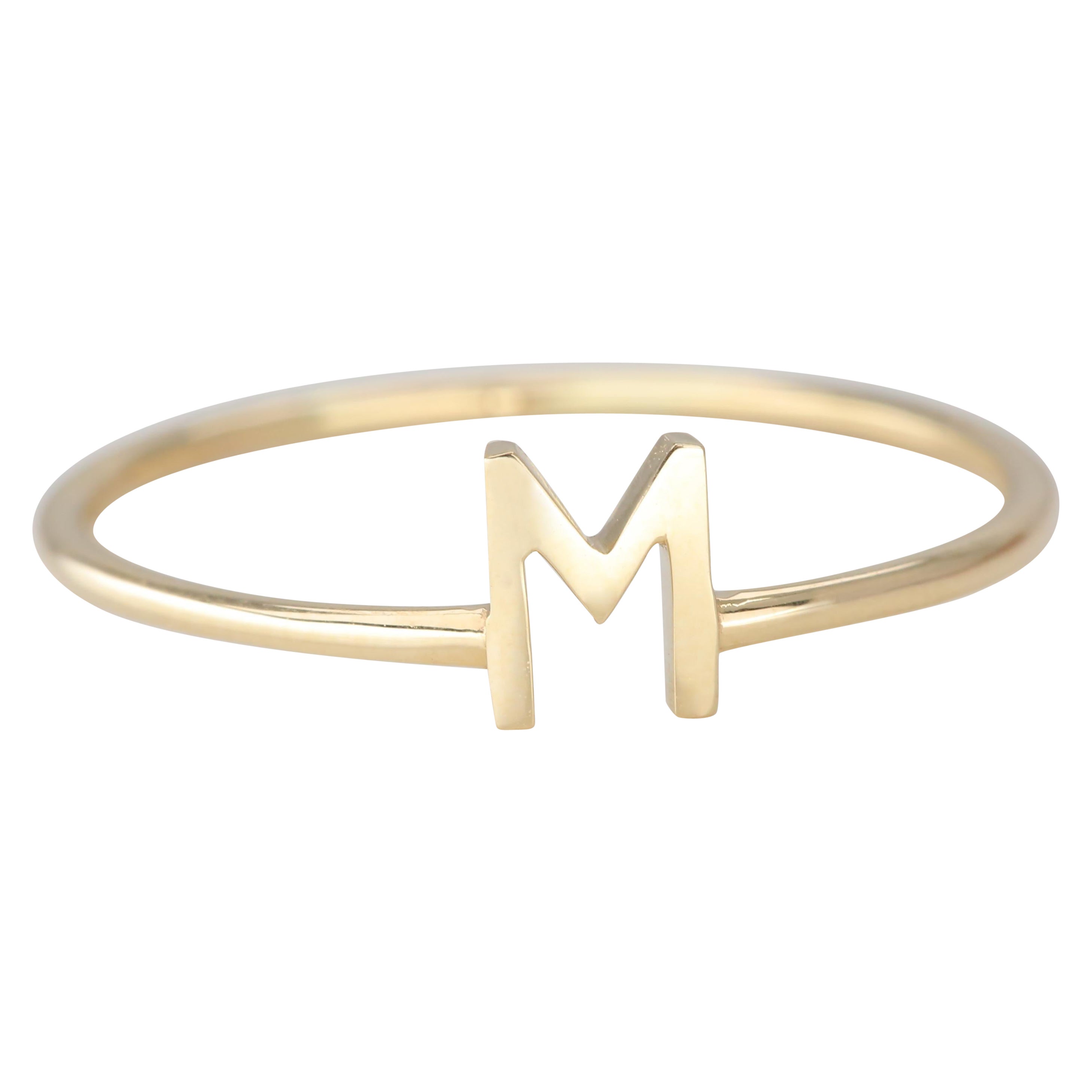 14K Gold Initial M Briefring, personalisierter Initial-Briefring