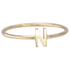 14K Gold Initial N Buchstabenring, personalisierter Anfangs-Briefring