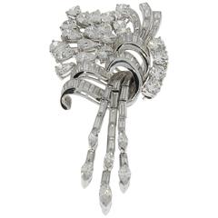 Large Diamond Platinum Cluster Brooch 6