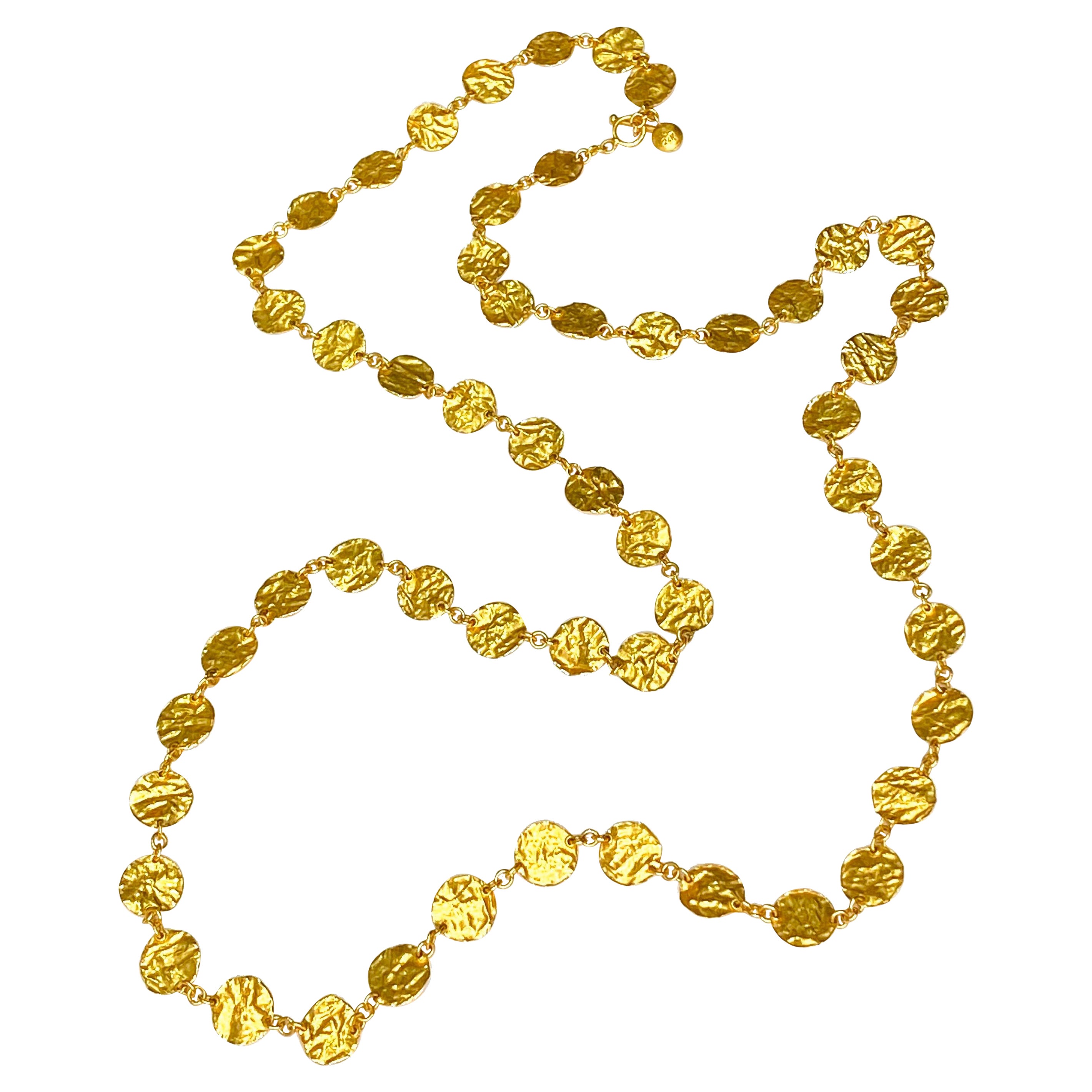 24K Yellow Gold Long Chain, Hand-Made For Sale