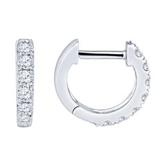 0.30ctw Round Diamond Huggie Hoop Earrings 14k White Gold