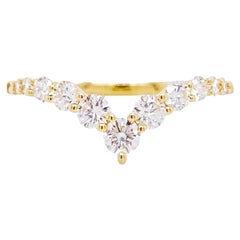 Diamant-V-Ring, Gelbgold, kaskadenförmiger Diamant-Ehering, stapelbar