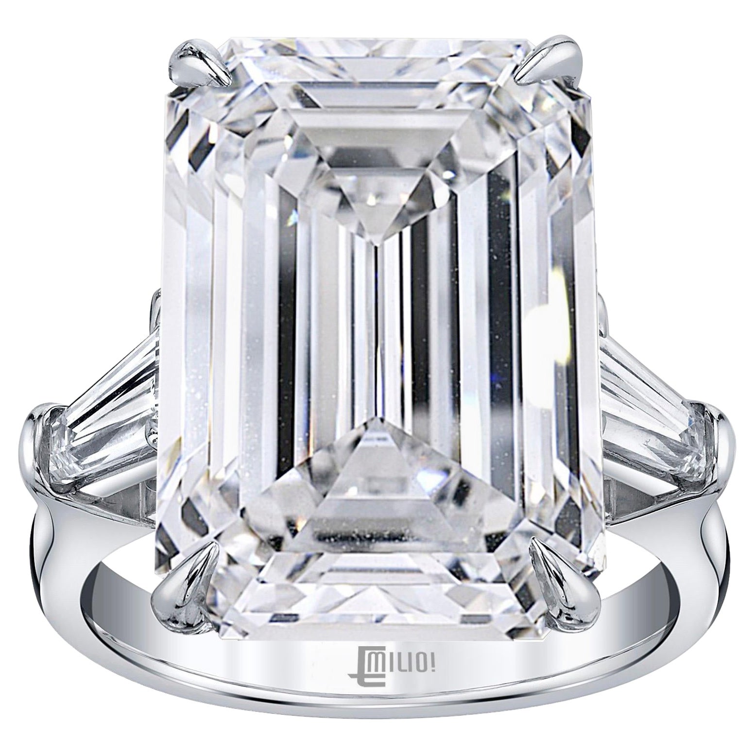 Emilio Jewelry GIA Certified 14.00 Carat D Flawless Type 2 A Diamond Ring  For Sale