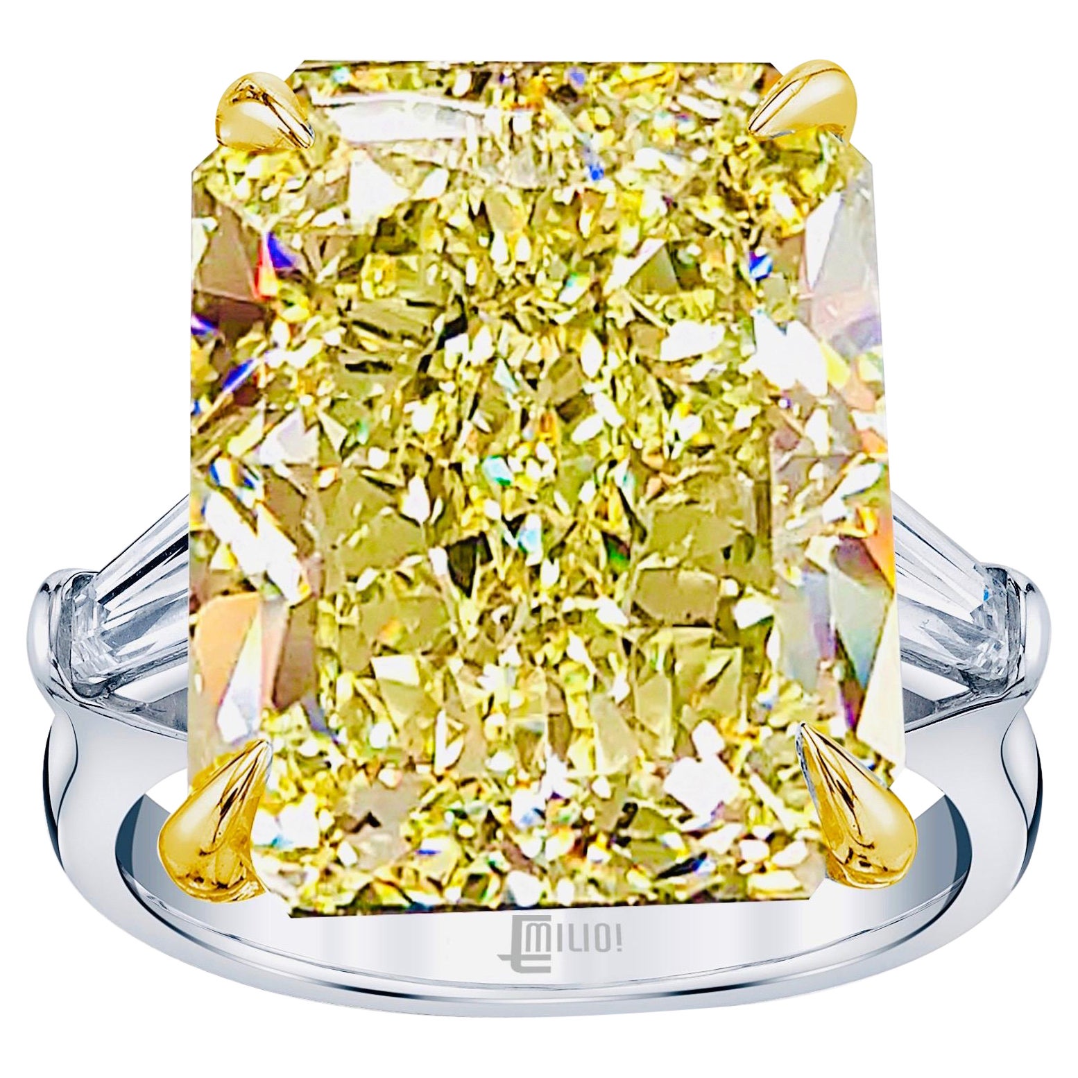 Emilio Jewelry 43.00 Carat Fancy Intense Yellow Diamond Ring