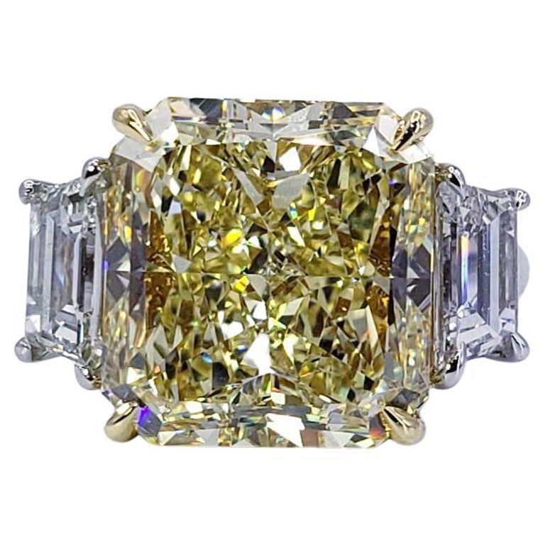 David Rosenberg 11.25 ct Radiant Fancy Yellow VS2 GIA Diamond Engagement Ring