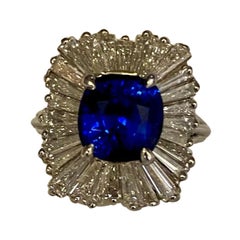 AGL Certified 3.76 Carat Sapphire Diamond Ring