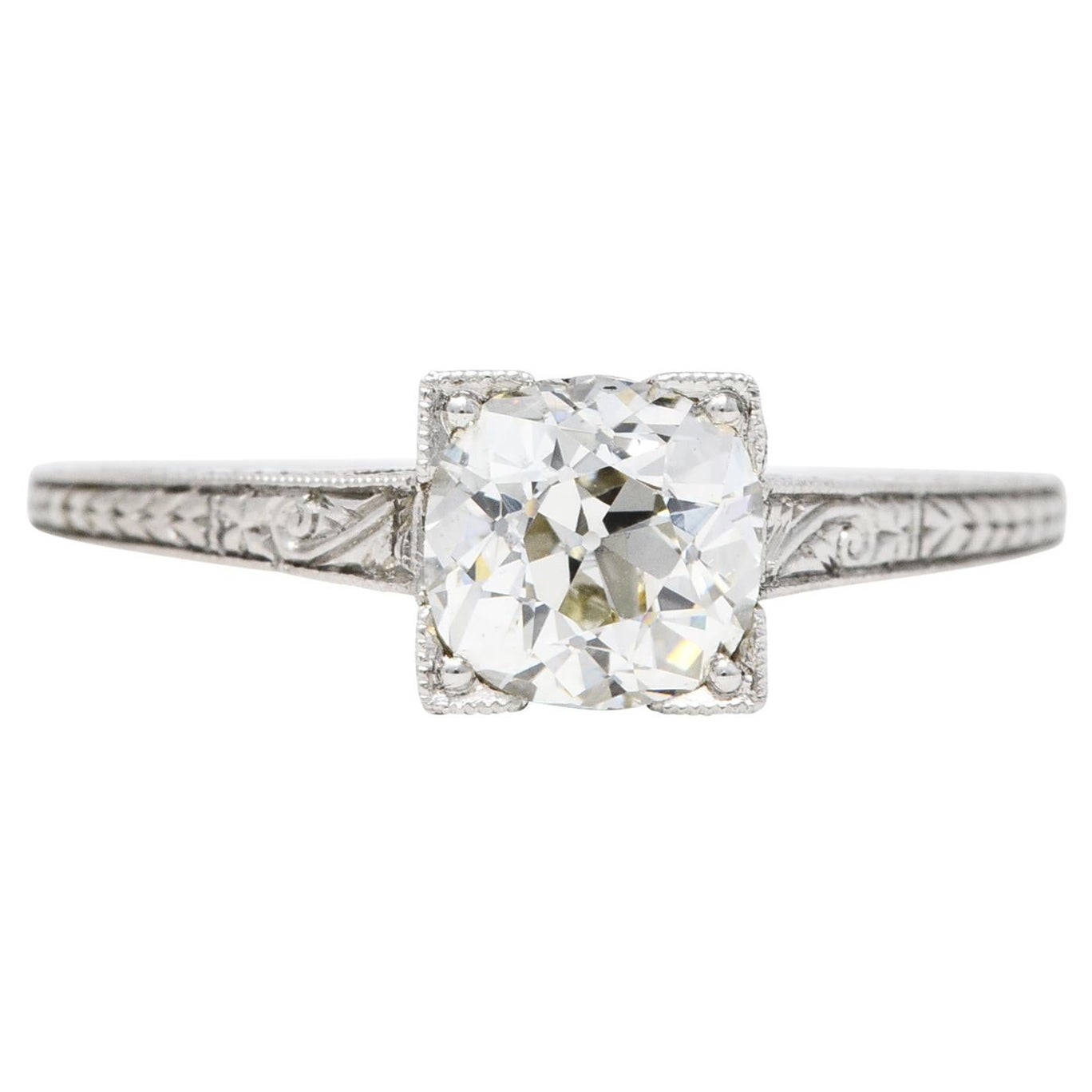 Art Deco 1.00 Carat Diamond Platinum Wheat Engagement Ring
