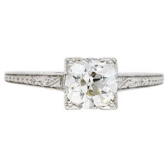 Art Deco 1.00 Carat Diamond Platinum Wheat Engagement Ring