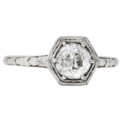 Vintage 1930's Traub 1.02 Carats Diamond Platinum Orange Blossom Engagement Ring