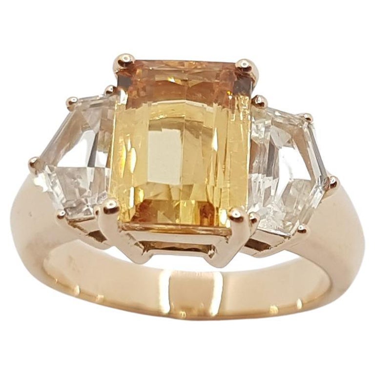 Imperial Topaz with White Sapphire Ring Set in 18 Karat Rose Gold Settings For Sale