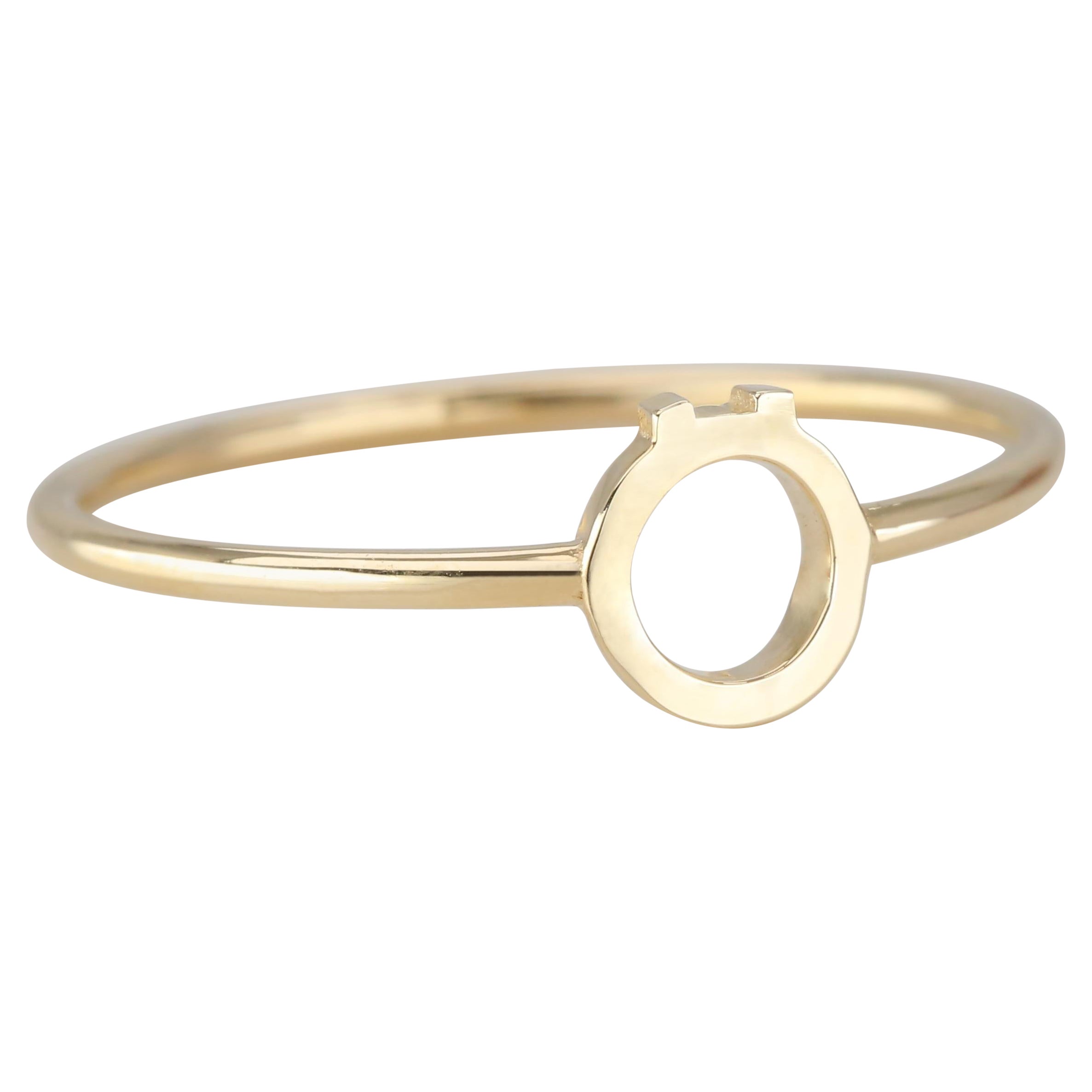 14K Gold Initial Ö Letter Ring, Personalized Initial Letter Ring