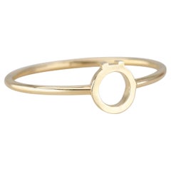 14K Gold Initial Ö Letter Ring, Personalized Initial Letter Ring