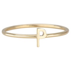 14K Gold Initial P Letter Ring, Personalized Initial Letter Ring