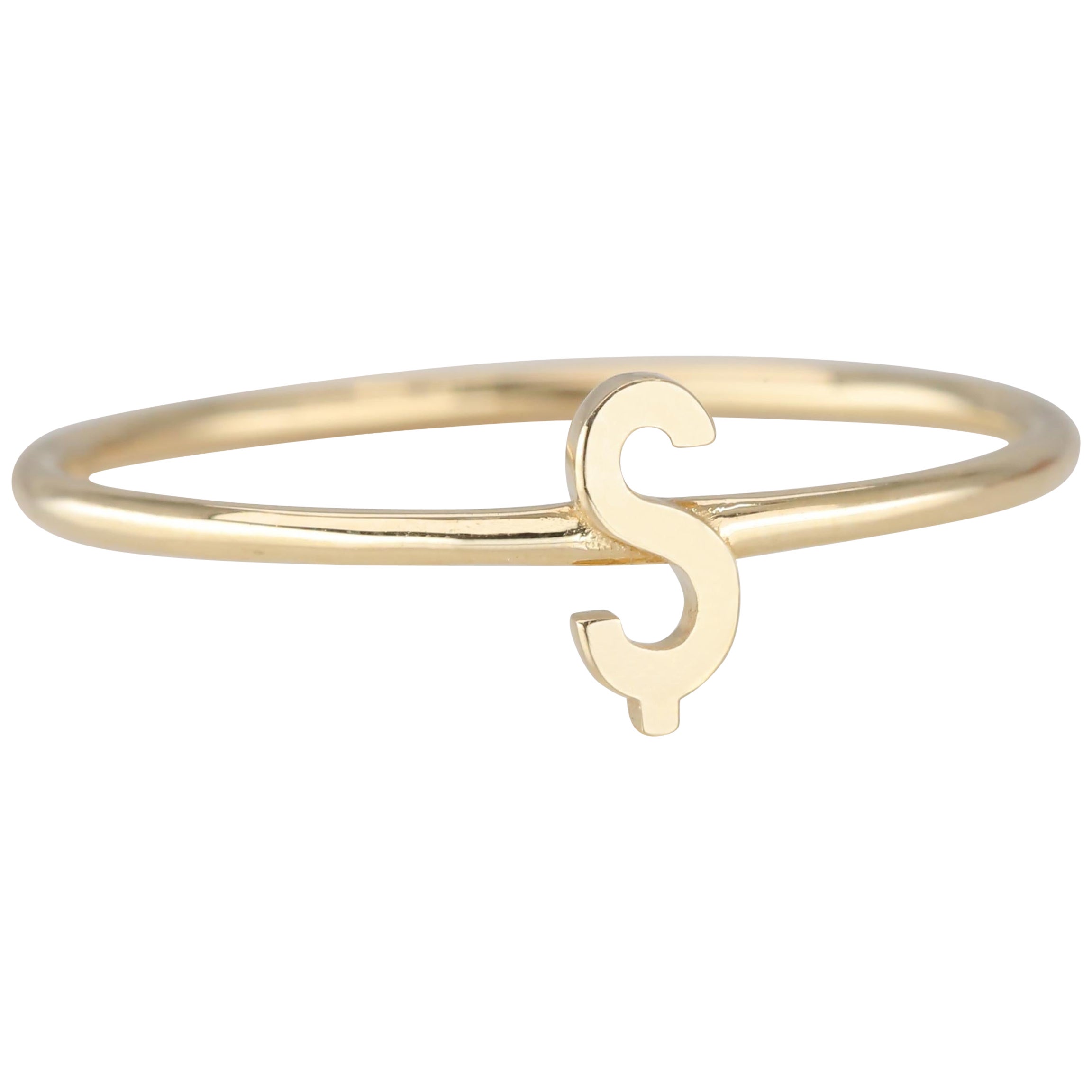 For Sale:  14K Gold Initial Ş Letter Ring, Personalized Initial Letter Ring