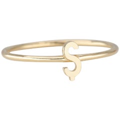 14K Gold Initial Ş Letter Ring, Personalized Initial Letter Ring
