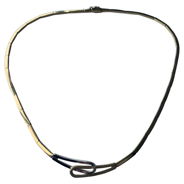 9ct White and Yellow Gold Necklace For Sale at 1stDibs