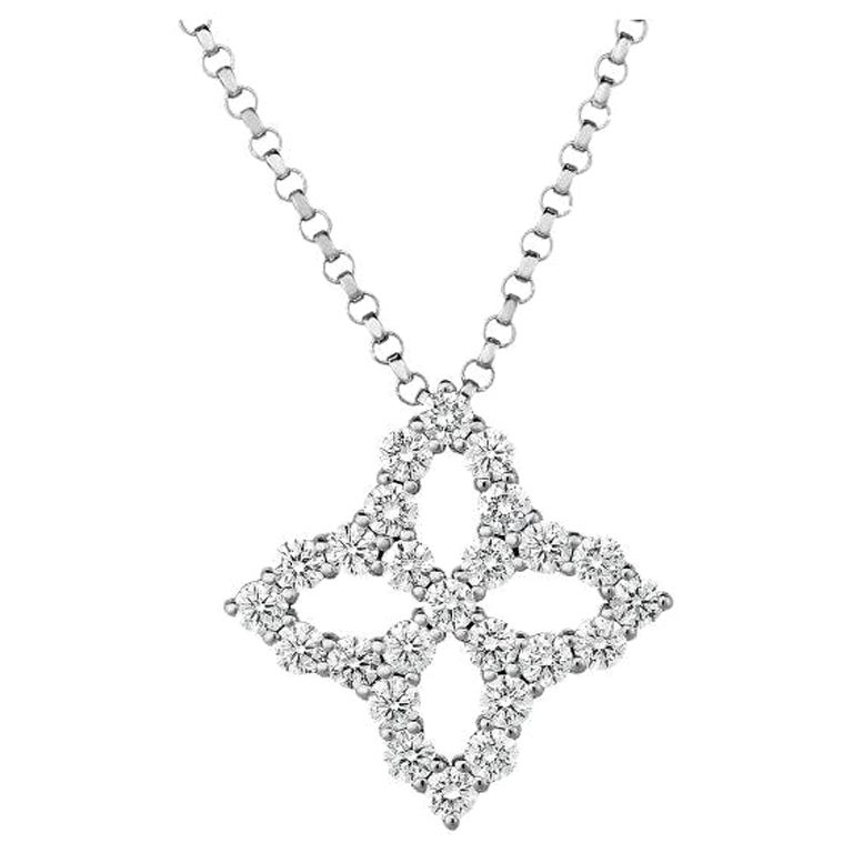 Roberto Coin Princess Flower Diamond Necklace 8882348AW18X For Sale