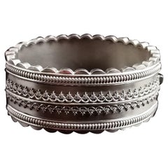 Antique Victorian Silver Cuff Bangle, Aesthetic Era, Boxed
