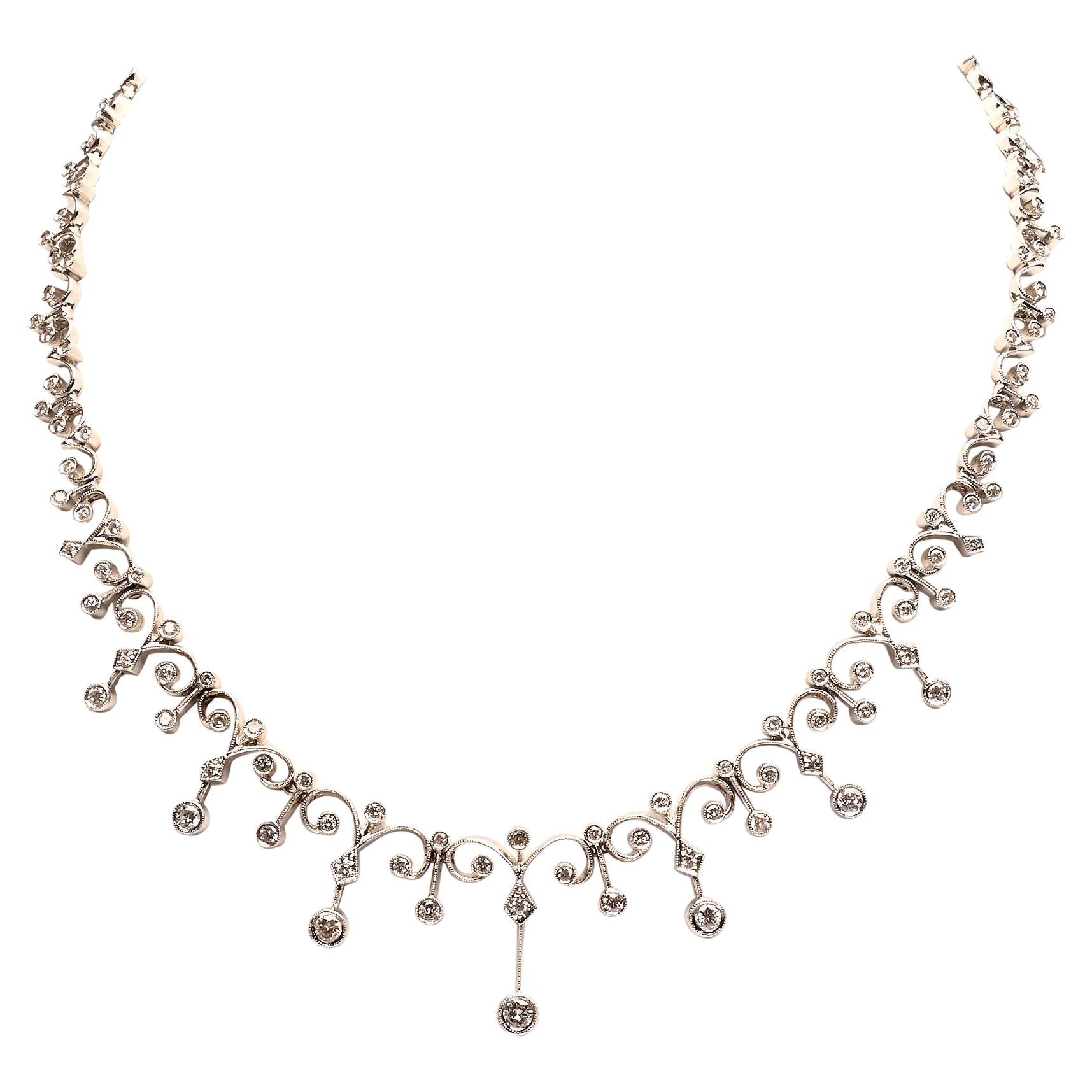 Diamond Fleur de Lis Necklace For Sale