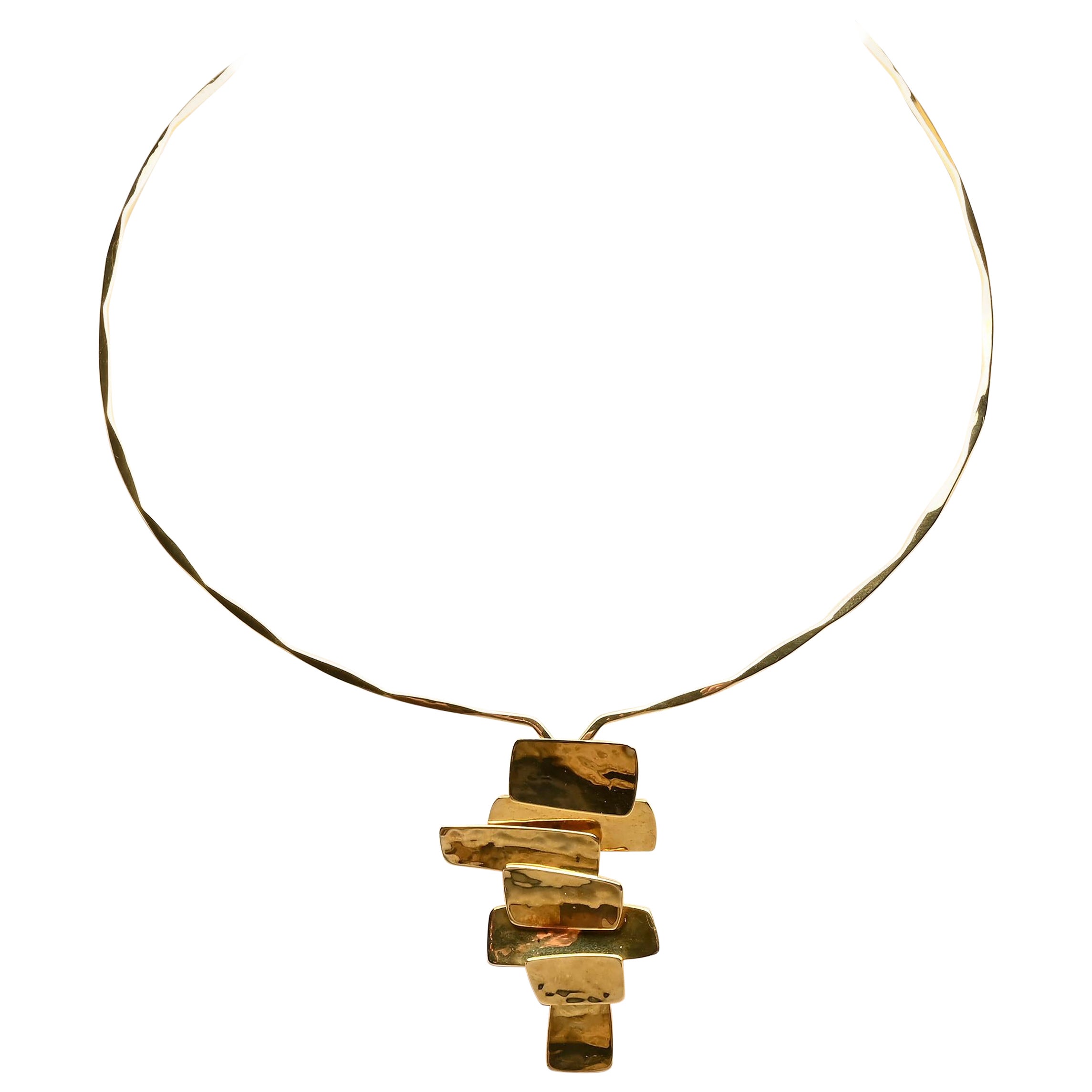 Robert Lee Morris 18 Karat Gold Choker Pendant Necklace For Sale