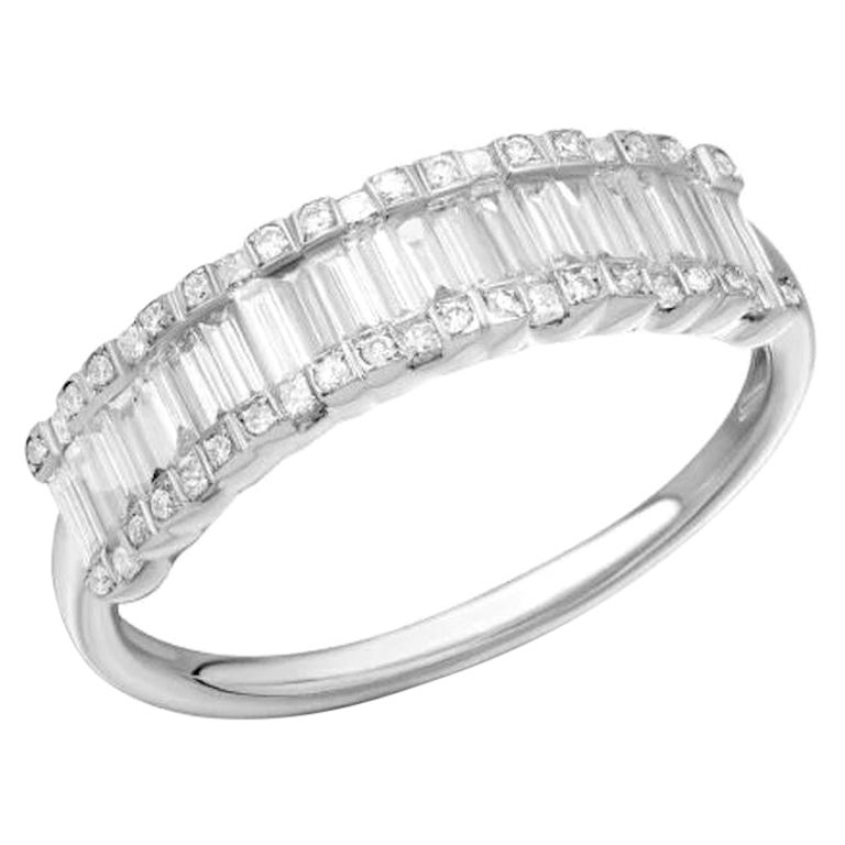 Wedding Band White Gold Baguette Diamond Elegant Ring for Her For Sale