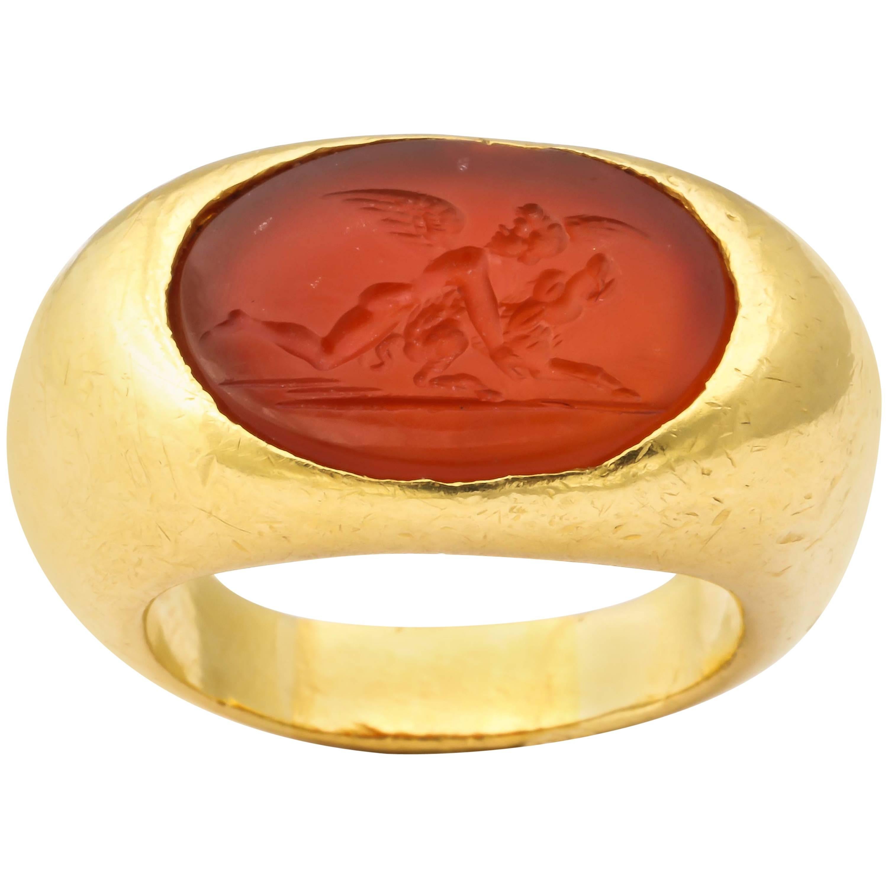 Zentrum Karneol Intaglio Gold Ring